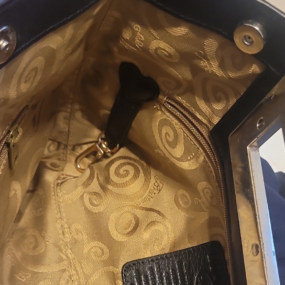 Brighton Black Croc-Embossed Clutch with Gold Frame - Picture 4 of 5